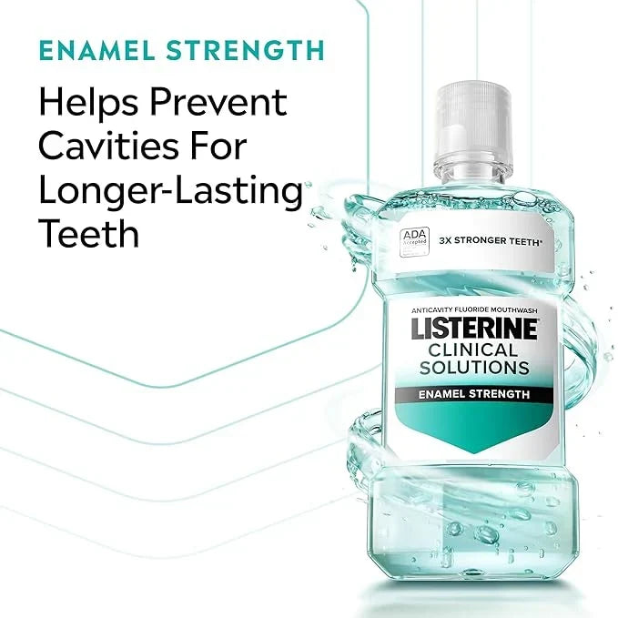 Listerine Clinical Solutions Enamel Strength Mint Oral Rinse, Daily Anticavity Fluoride Mouthwash to Repair Tooth Enamel & Prevent Cavities for Stronger* Teeth, Alpine Mint, 500 mL